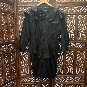 Vintage Black Leather Structured Dress